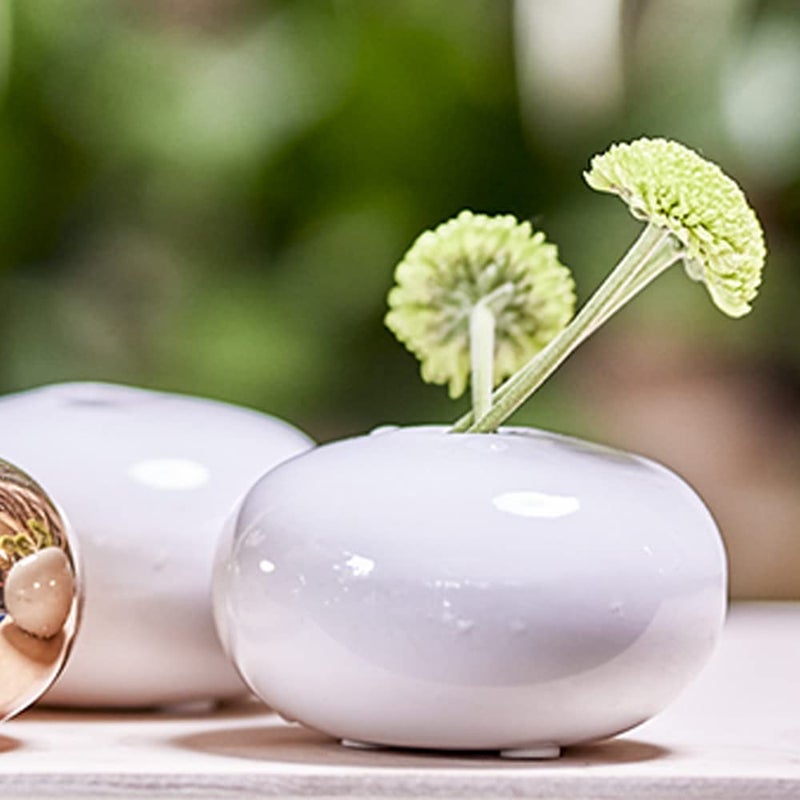 Chive - Set of 6 JoJo Small Oval Ceramic Flower Vase, Decorative Modern Floral Vase for Home Decor Living Room Centerpieces and Events, Cute Bud Vase (White) - Image 5
